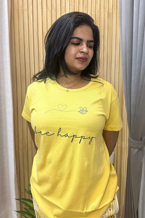 Bee Happy-Women's Printed Night Suit