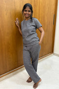 Black and White Strip Knitted Co-ord Set for Women