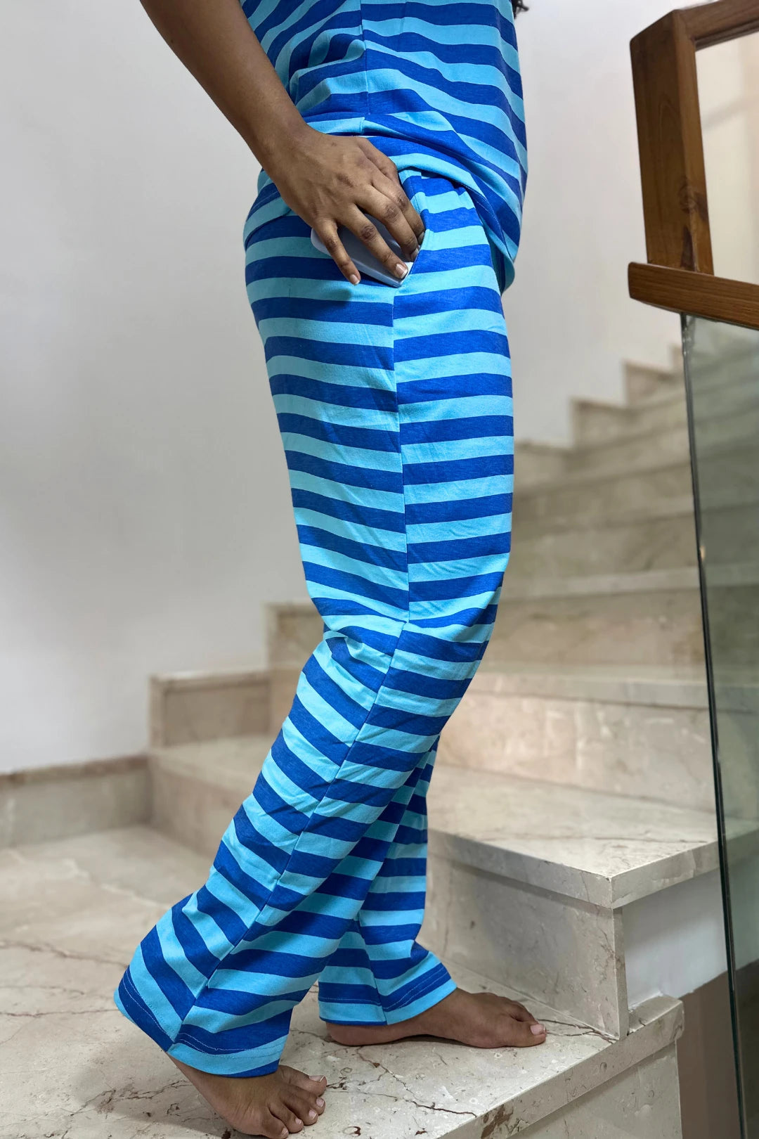 Blue Striped Co-ord Set for Women