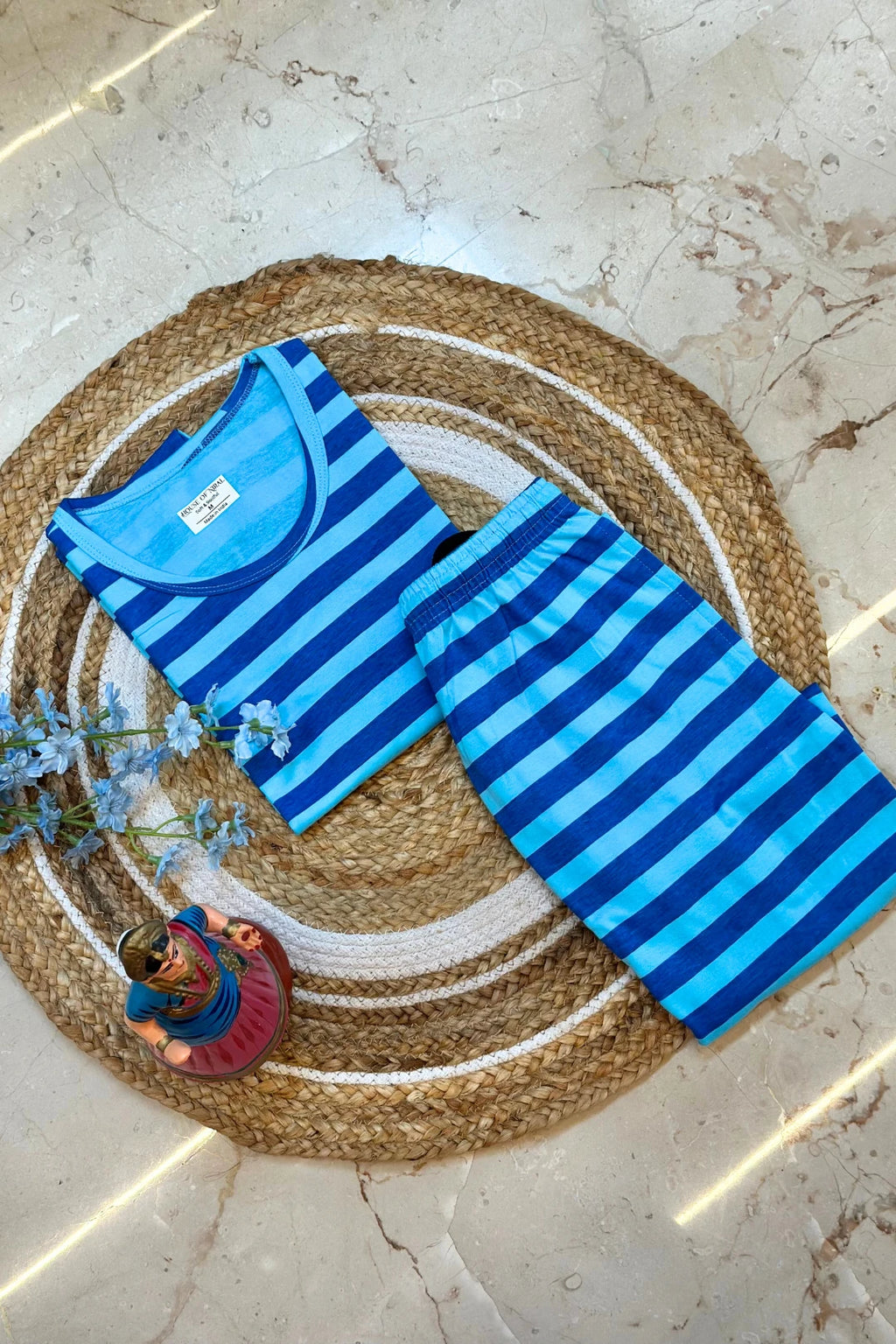 Blue Striped Co-ord Set for Women