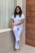 ⁠Blue Gingham Women’s Pyjama Set