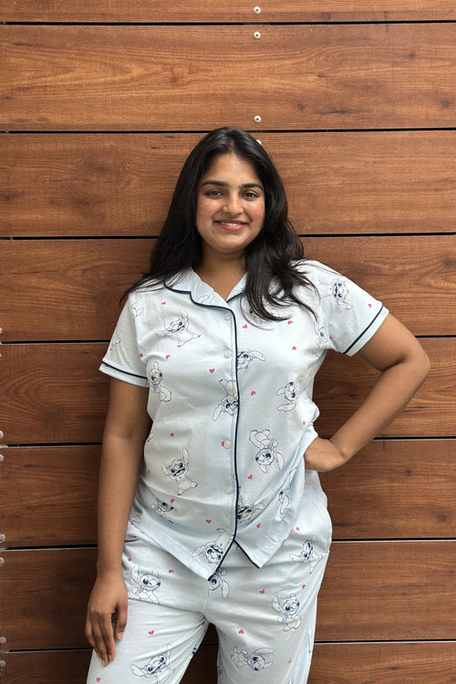 Blue Stitch Hearts Women’s Pyjama Set
