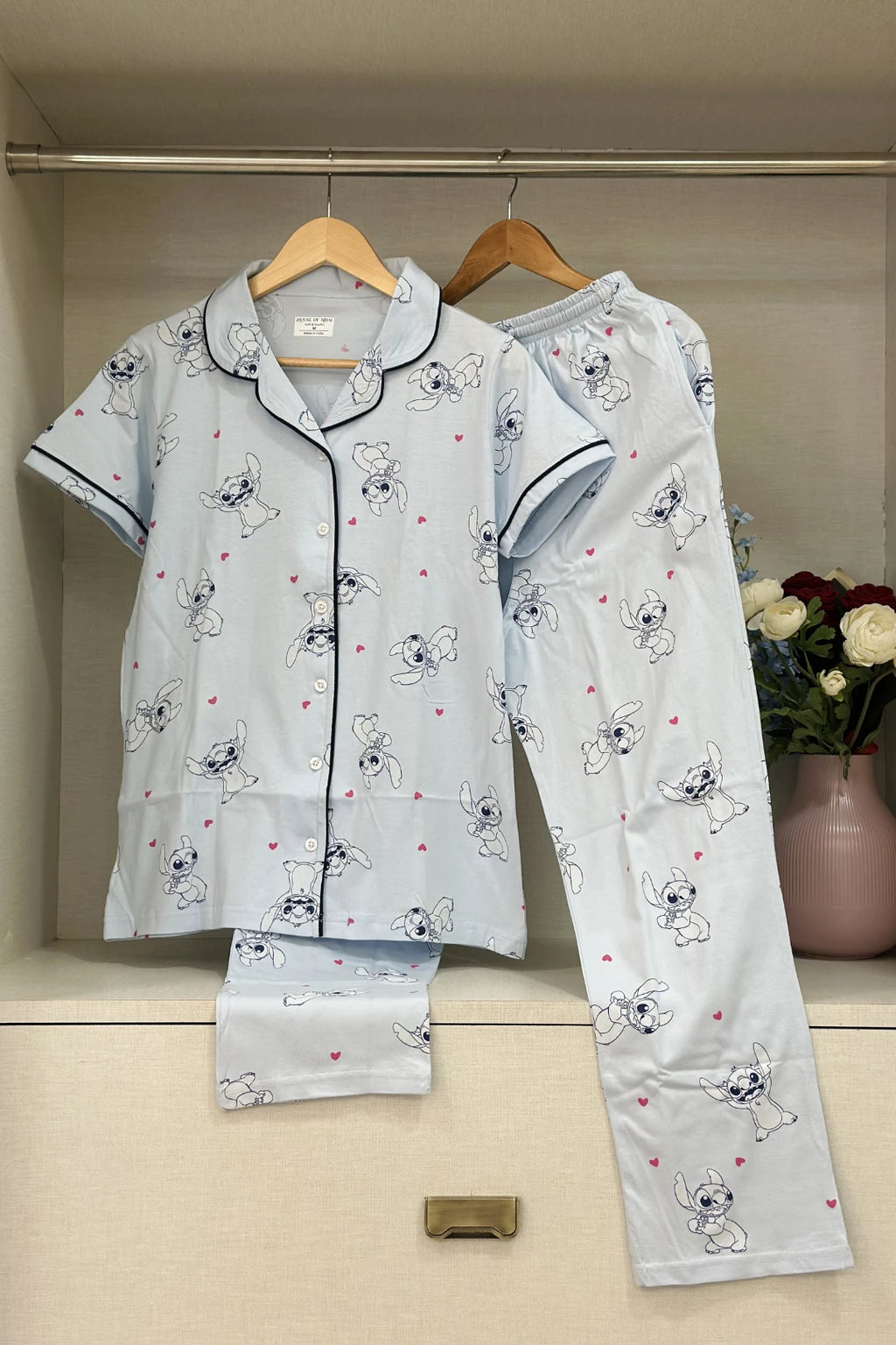 Blue Stitch Hearts Women’s Pyjama Set