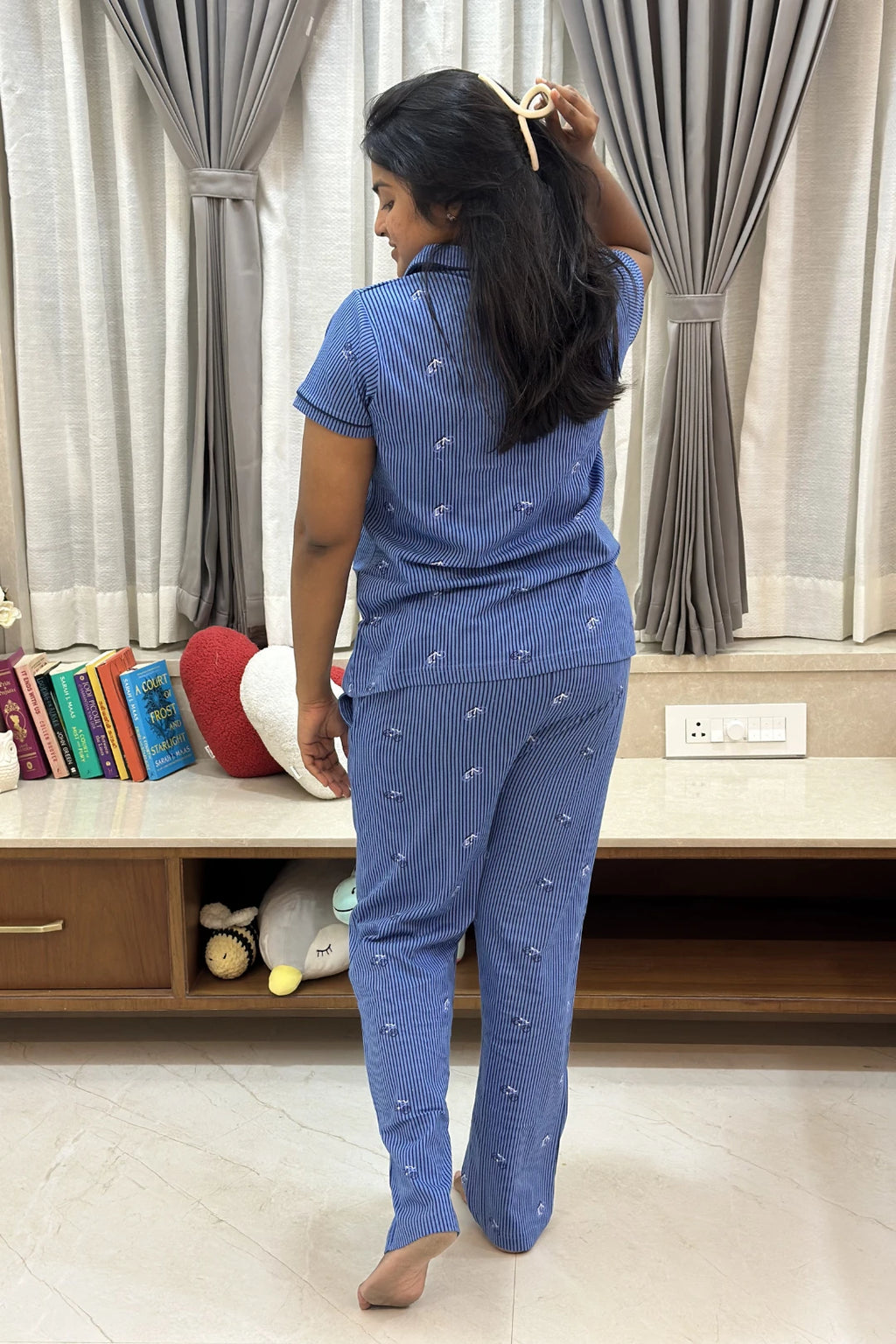 Blue Striped Cycle Women’s Pyjama Set