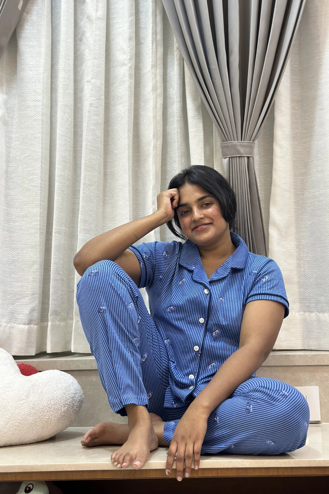 Blue Striped Cycle Women’s Pyjama Set