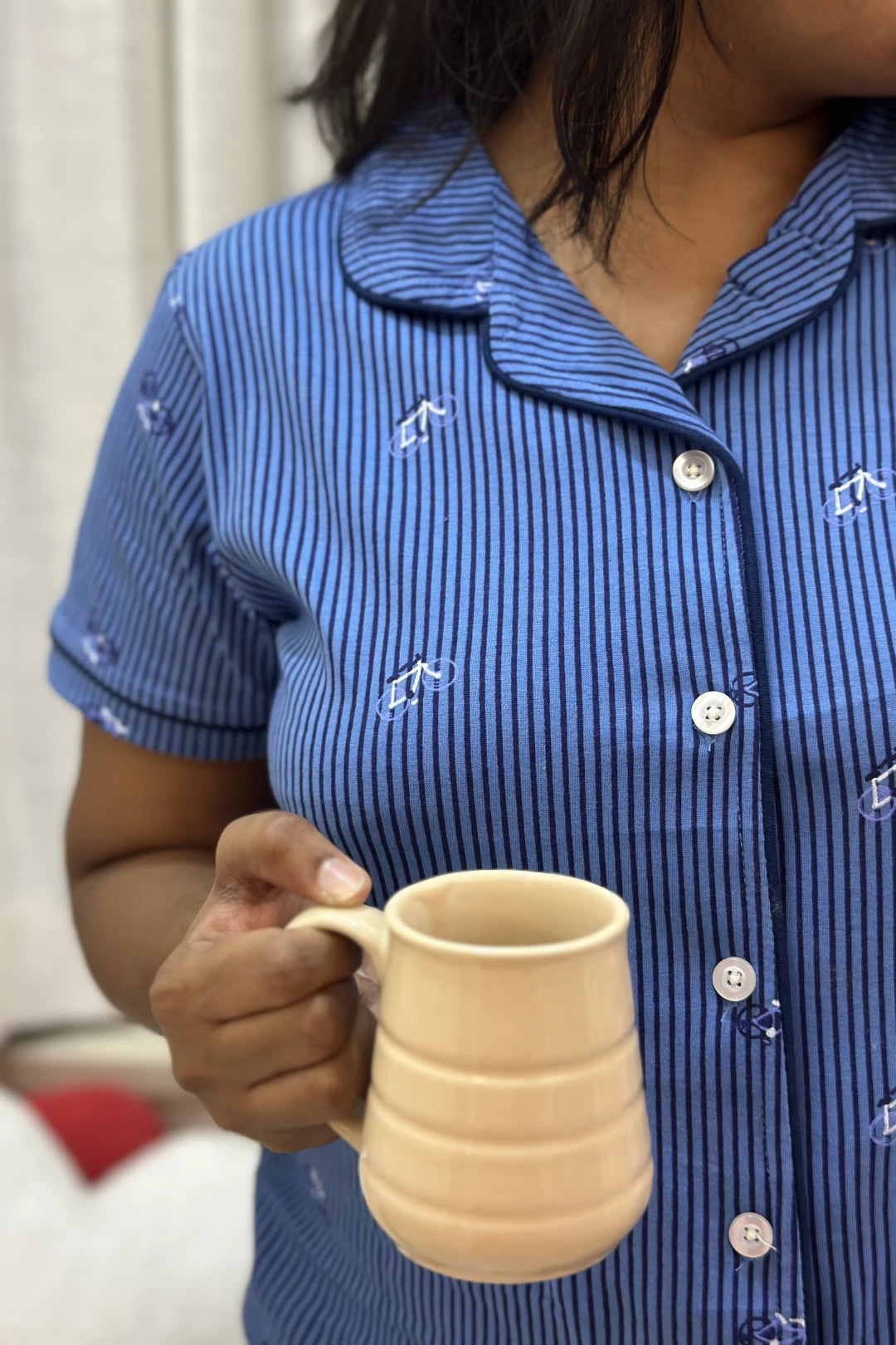 Blue Striped Cycle Women’s Pyjama Set