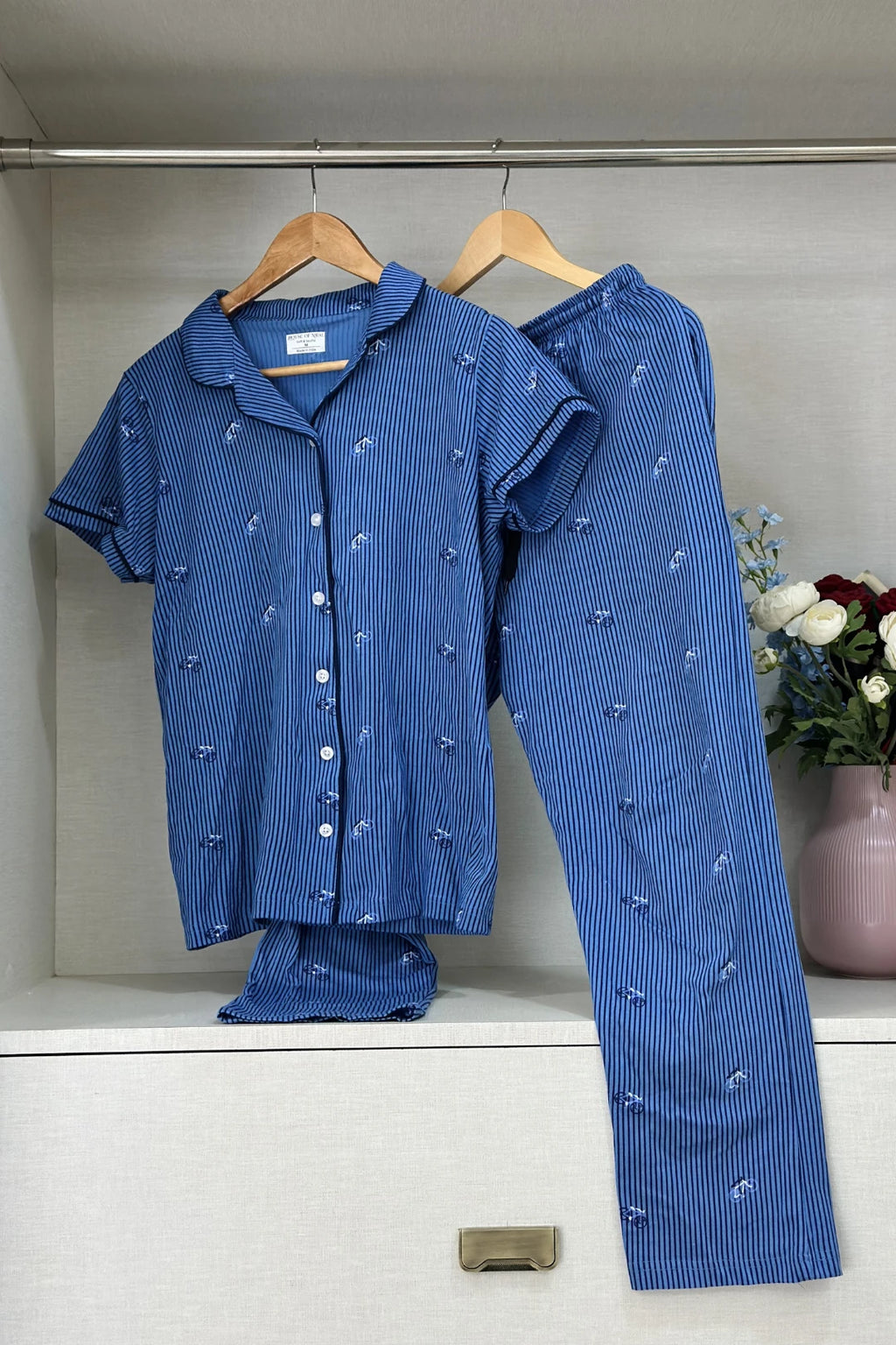 Blue Striped Cycle Women’s Pyjama Set