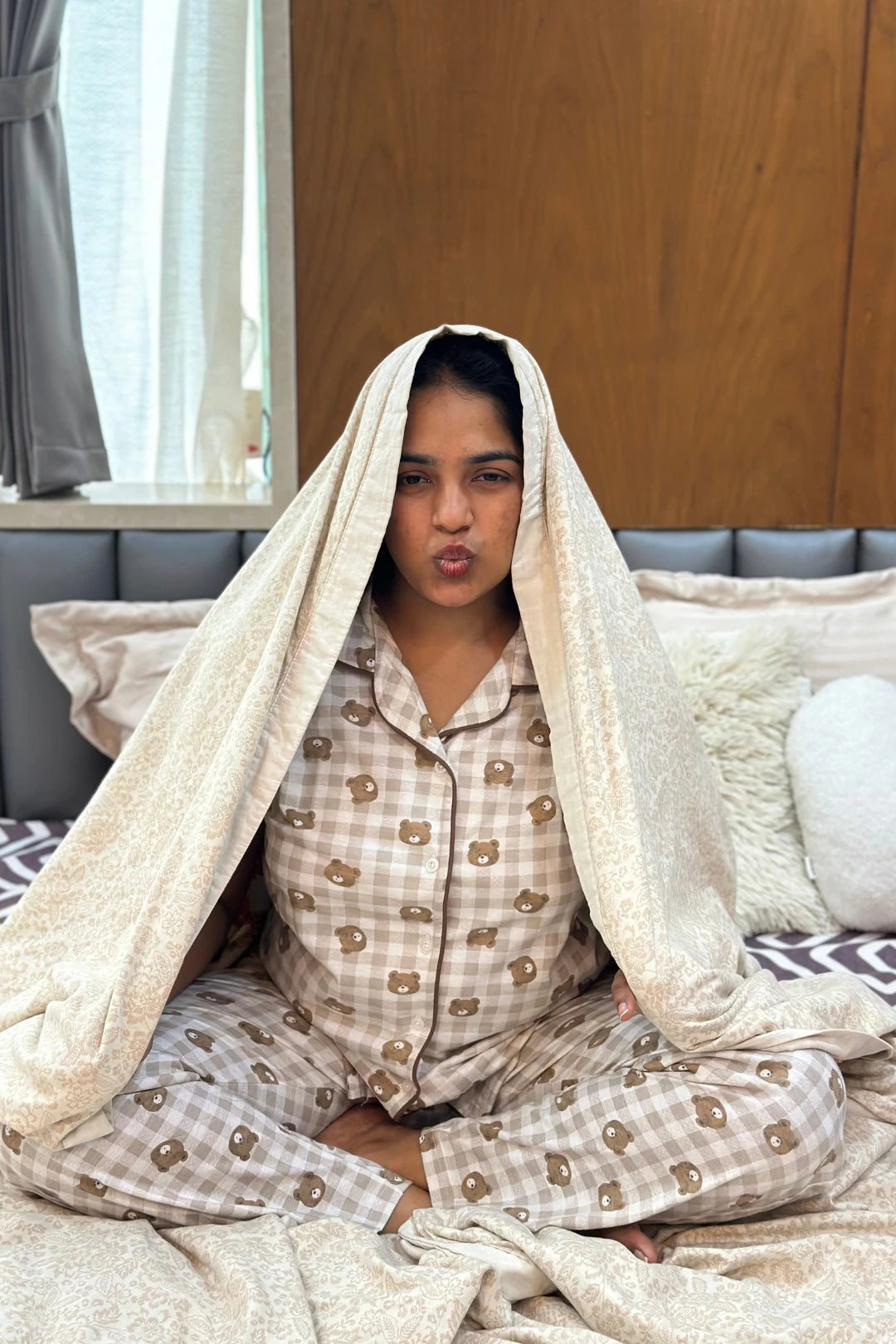 Brown Bear Gingham Women’s Pyjama Set