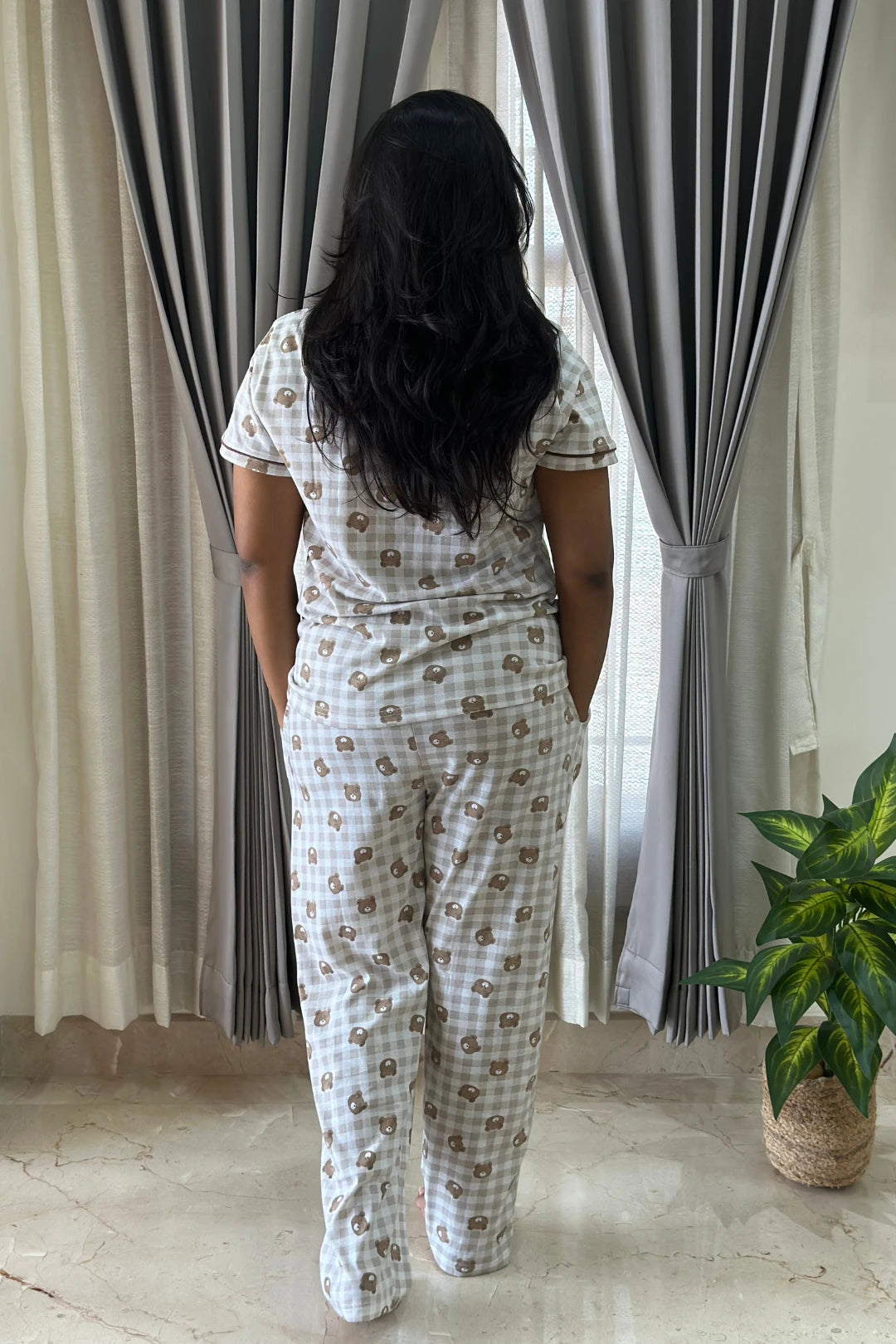 Brown Bear Gingham Women’s Pyjama Set