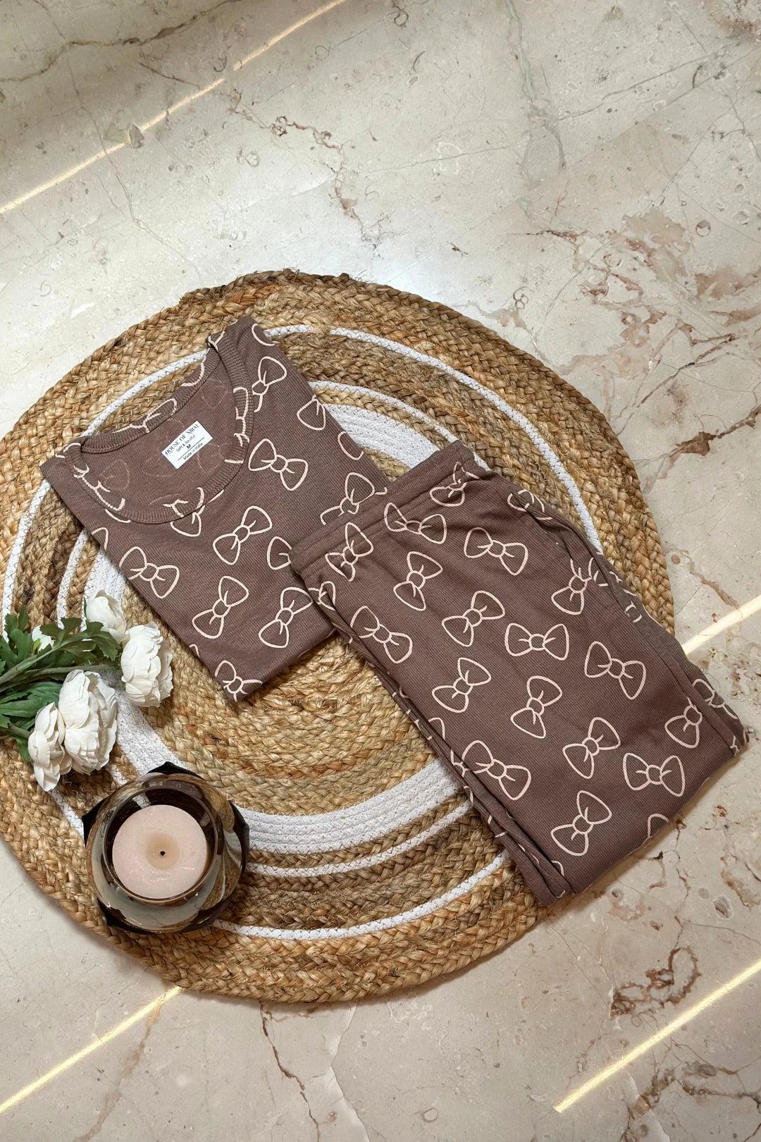 Brown Bow Tie Co-ord Set for Women