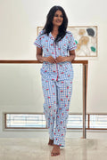 Cherry Blue Gingham Women’s Pyjama Set