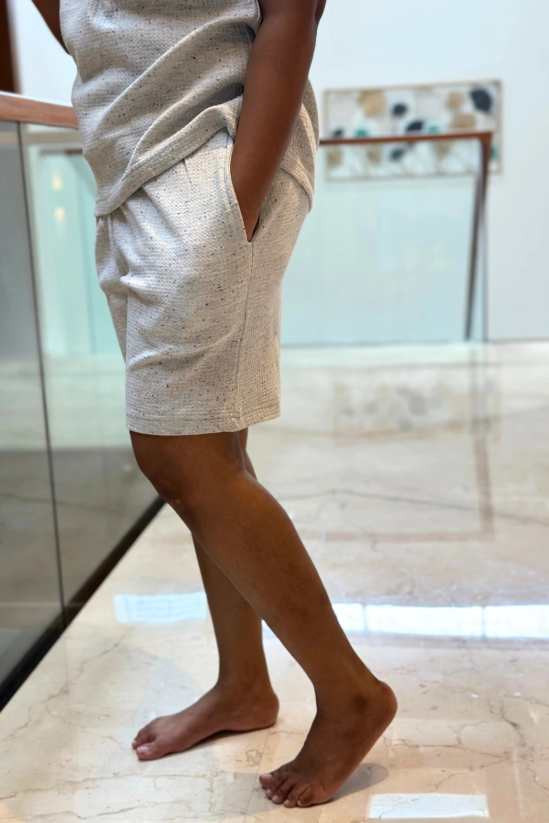 Clouded Concrete Knitted Women Shorts Co-ord Set