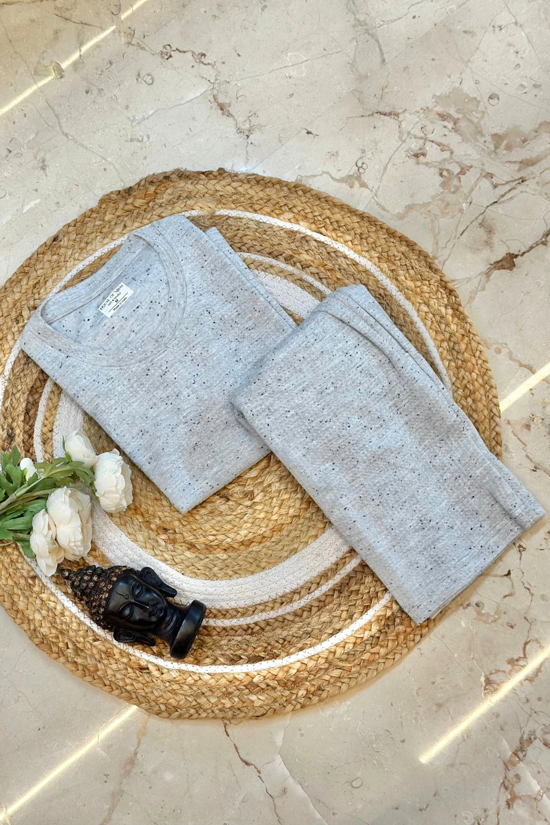 Clouded Concrete Knitted Women Shorts Co-ord Set