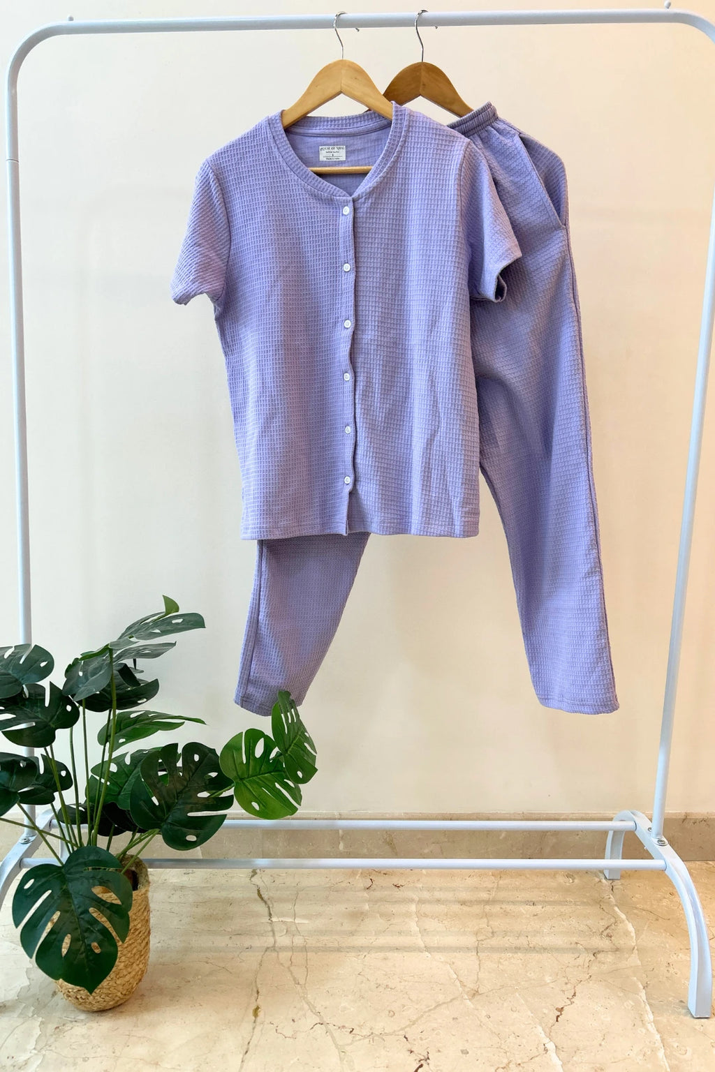 Lavender Waffle Knit Coord Set for Women