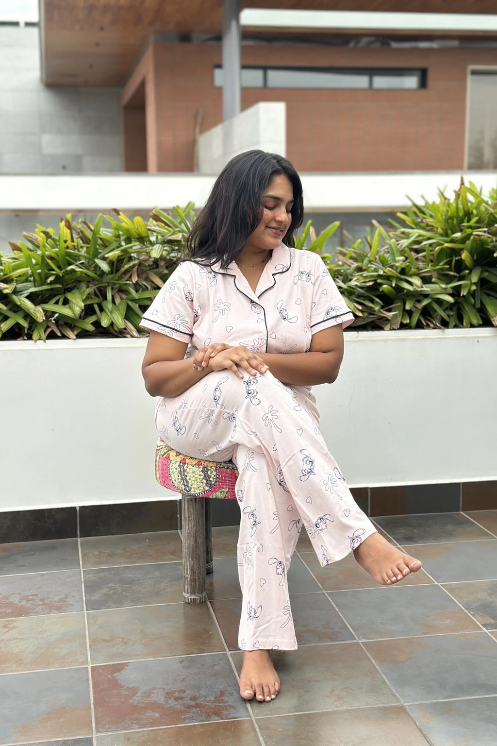 ⁠Pink Stitch Women’s Pyjama Set