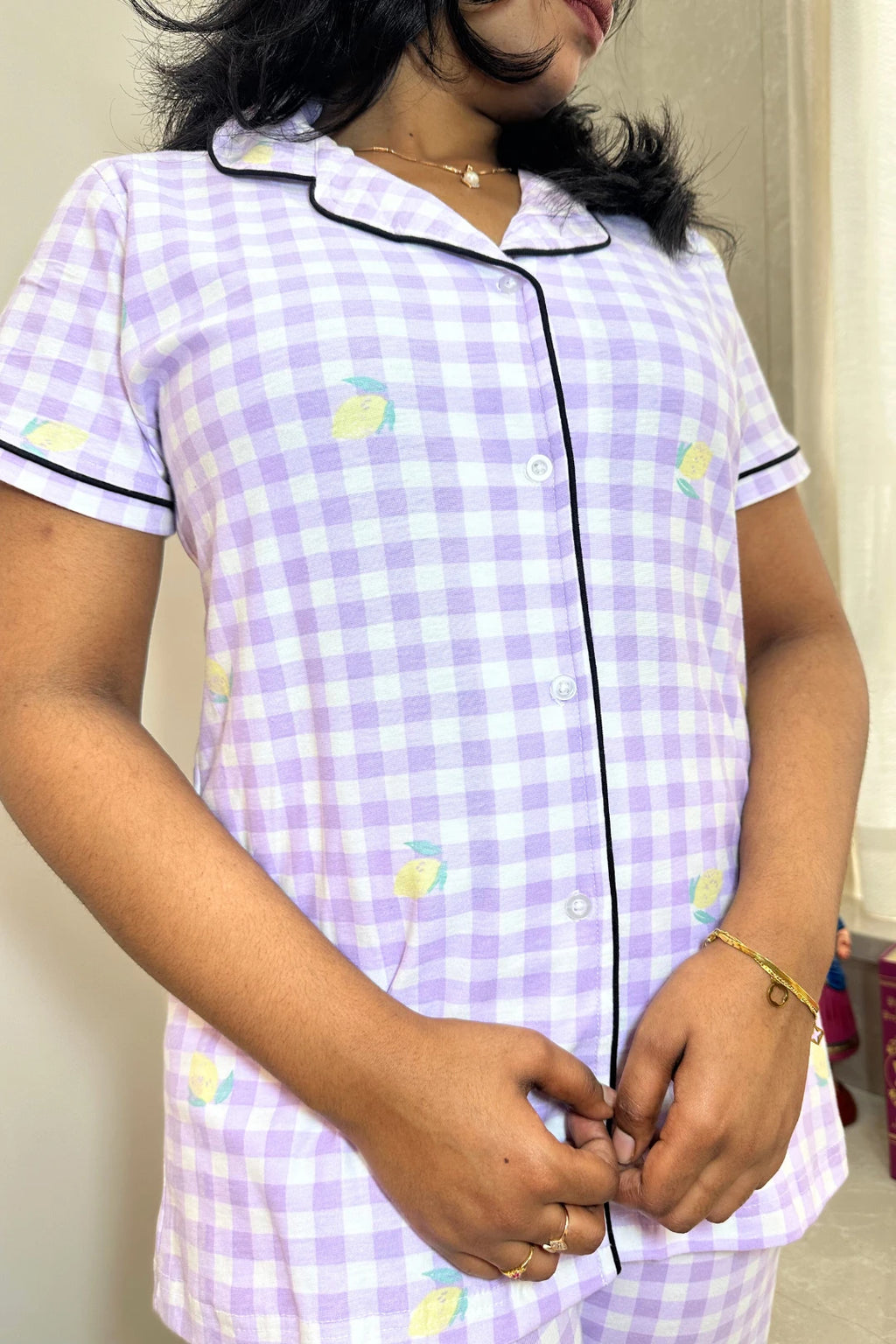 Purple Gingham-Women's Pyjama Set