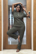 Sage Green Quilt Knit Coord Set for Women