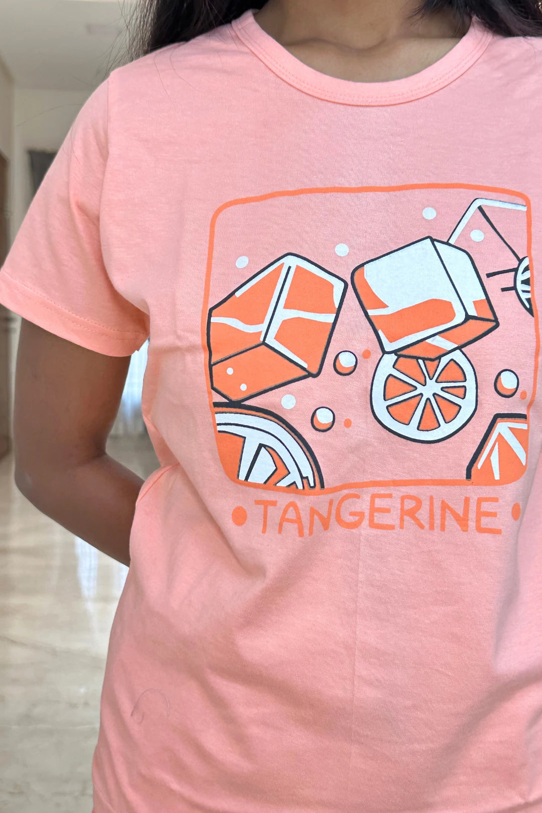 Tangerine Striped Women's Printed Night Suit