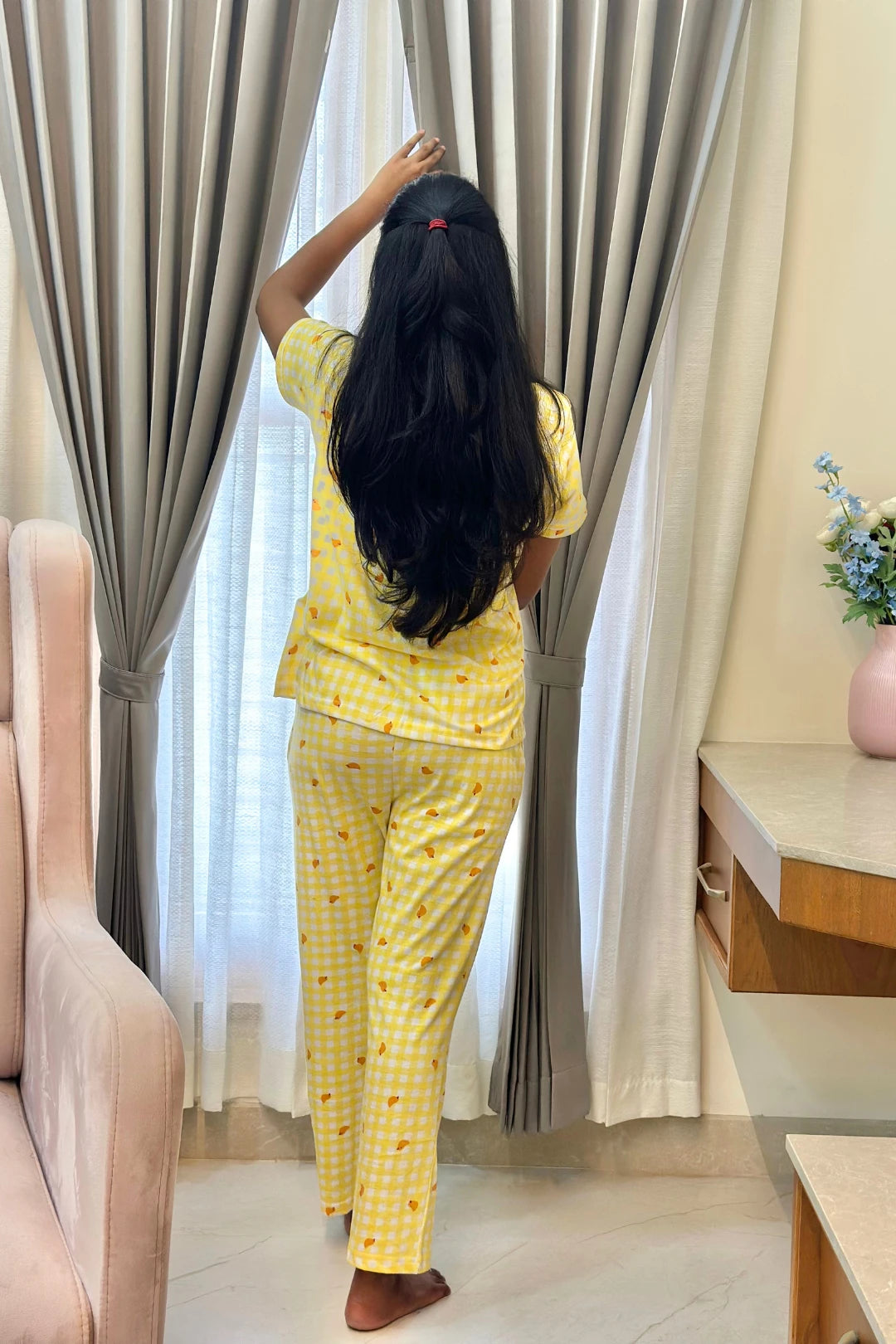 Yellow Birdie Gingham Women’s Pyjama Set