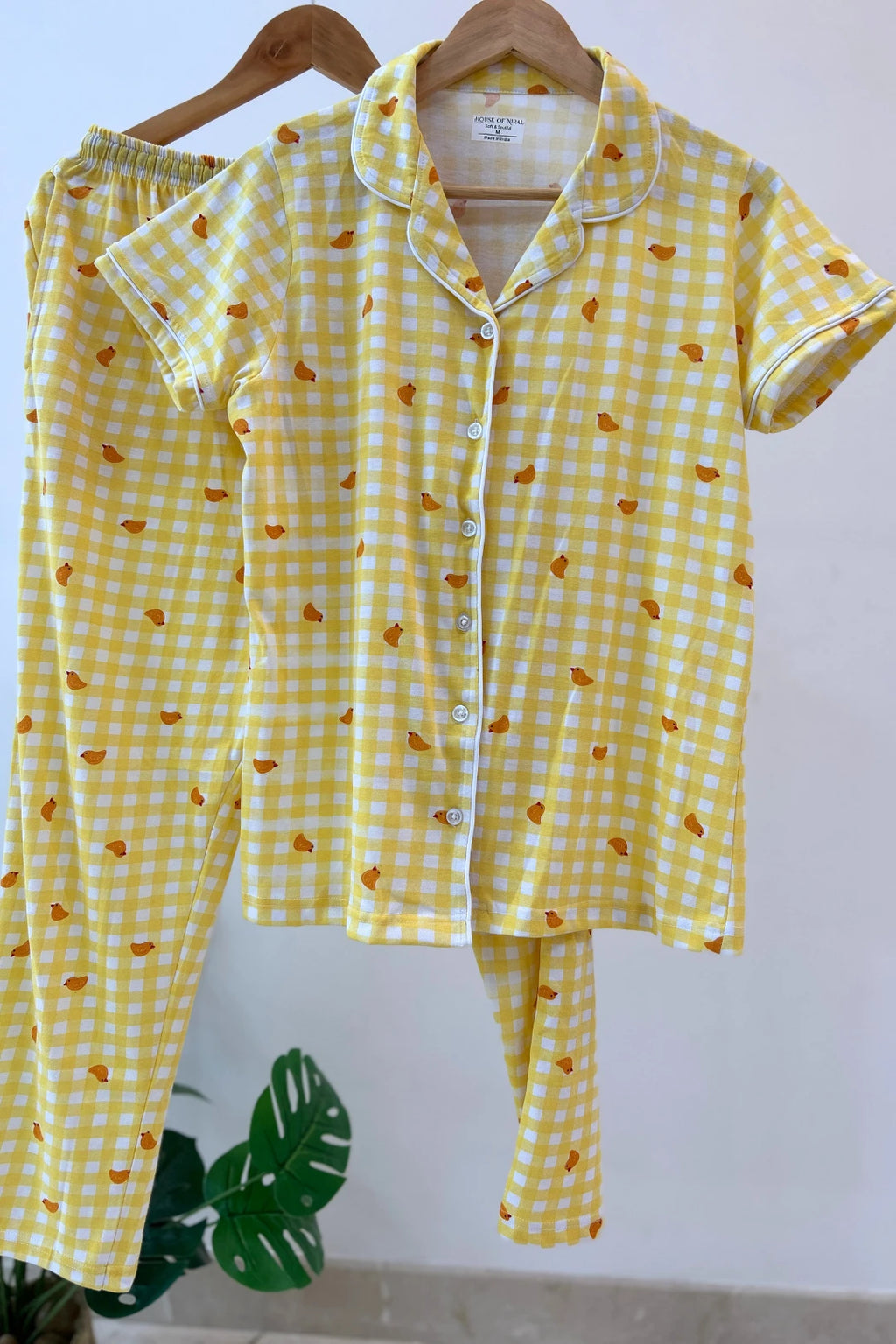 Yellow Birdie Gingham Women’s Pyjama Set